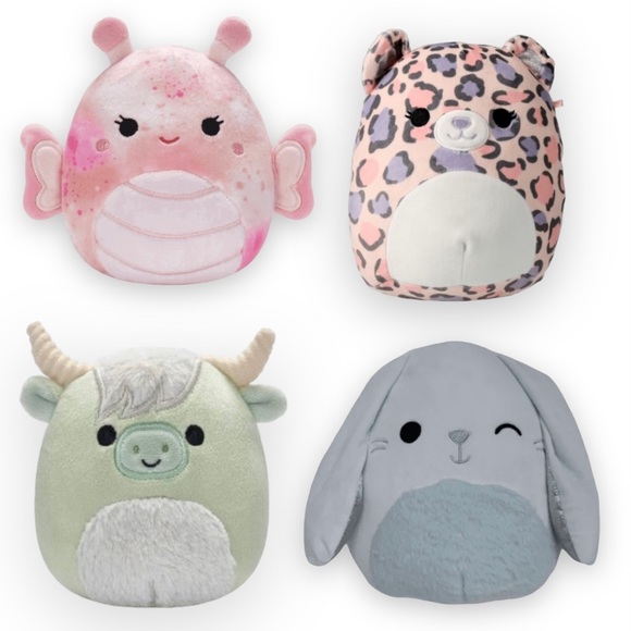 (2) 7" SQUISHMALLOWS 4 Pack Soft Plush Toy Bunny Cheetah Butterfly - Picture 4 of 8